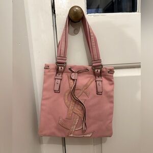 Yves Saint Laurent YSL Pink Canvas novelty bag.